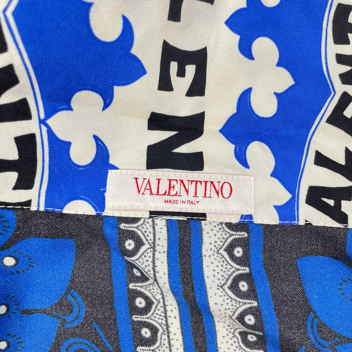 VALENTINO ヴァレンティノ 23SS 2V3AAA90939 ブルー×ホワイト シルク Flower Bandana Vacation Shirt/オープンカラーシャツ トップス