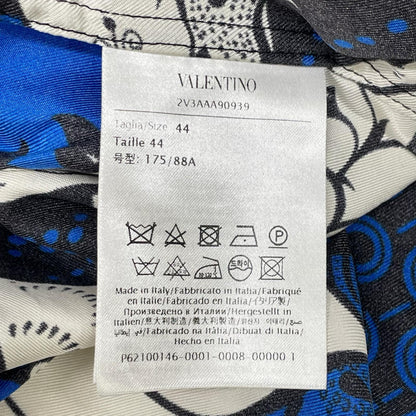 VALENTINO ヴァレンティノ 23SS 2V3AAA90939 ブルー×ホワイト シルク Flower Bandana Vacation Shirt/オープンカラーシャツ トップス