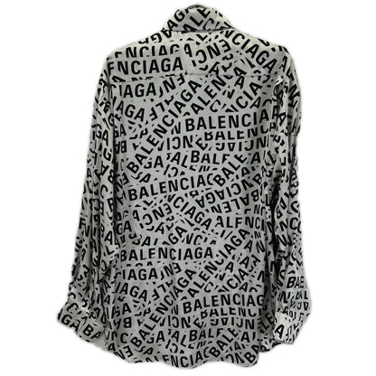 BALENCIAGA バレンシアガ 662983 22SS グレー ロゴプリント 総柄 ロングスリーブシャツ トップス