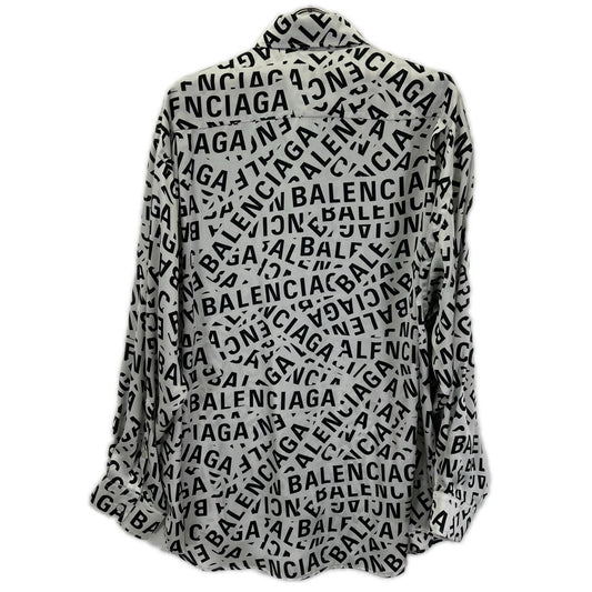 BALENCIAGA バレンシアガ 662983 22SS グレー ロゴプリント 総柄 ロングスリーブシャツ トップス