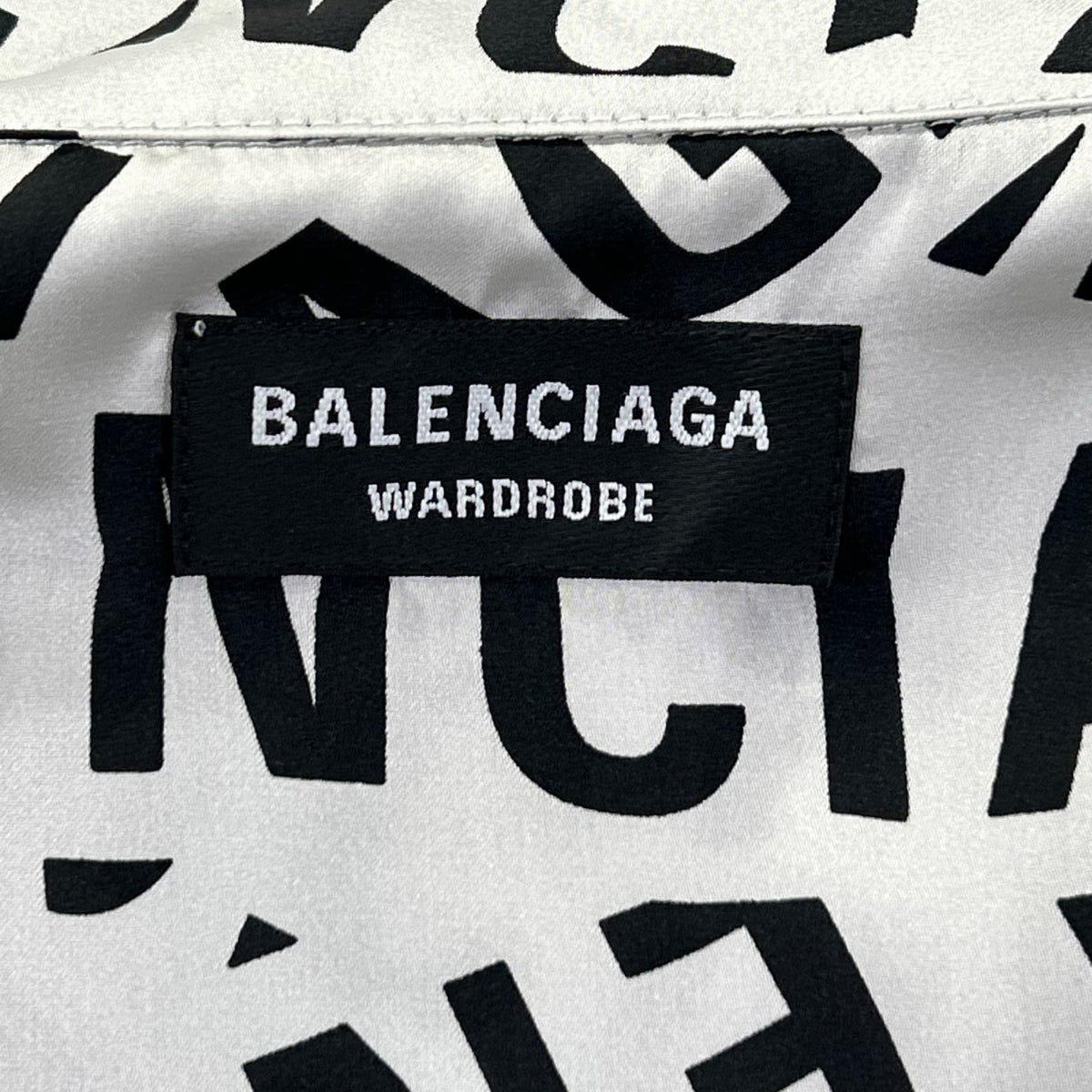 BALENCIAGA バレンシアガ 662983 22SS グレー ロゴプリント 総柄 ロングスリーブシャツ トップス