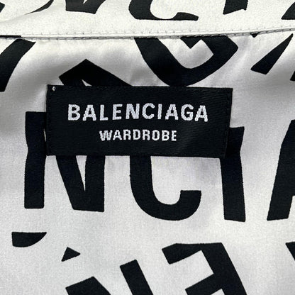 BALENCIAGA バレンシアガ 662983 22SS グレー ロゴプリント 総柄 ロングスリーブシャツ トップス