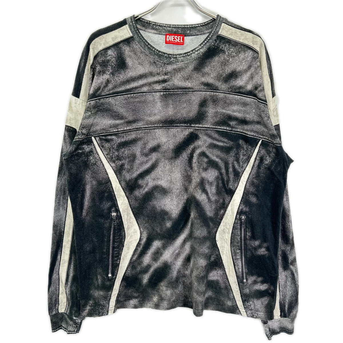 DIESEL ディーゼル ブラック T-BOXT-LS-V5 トロンプルイユ ロングスリーブカットソー トップス