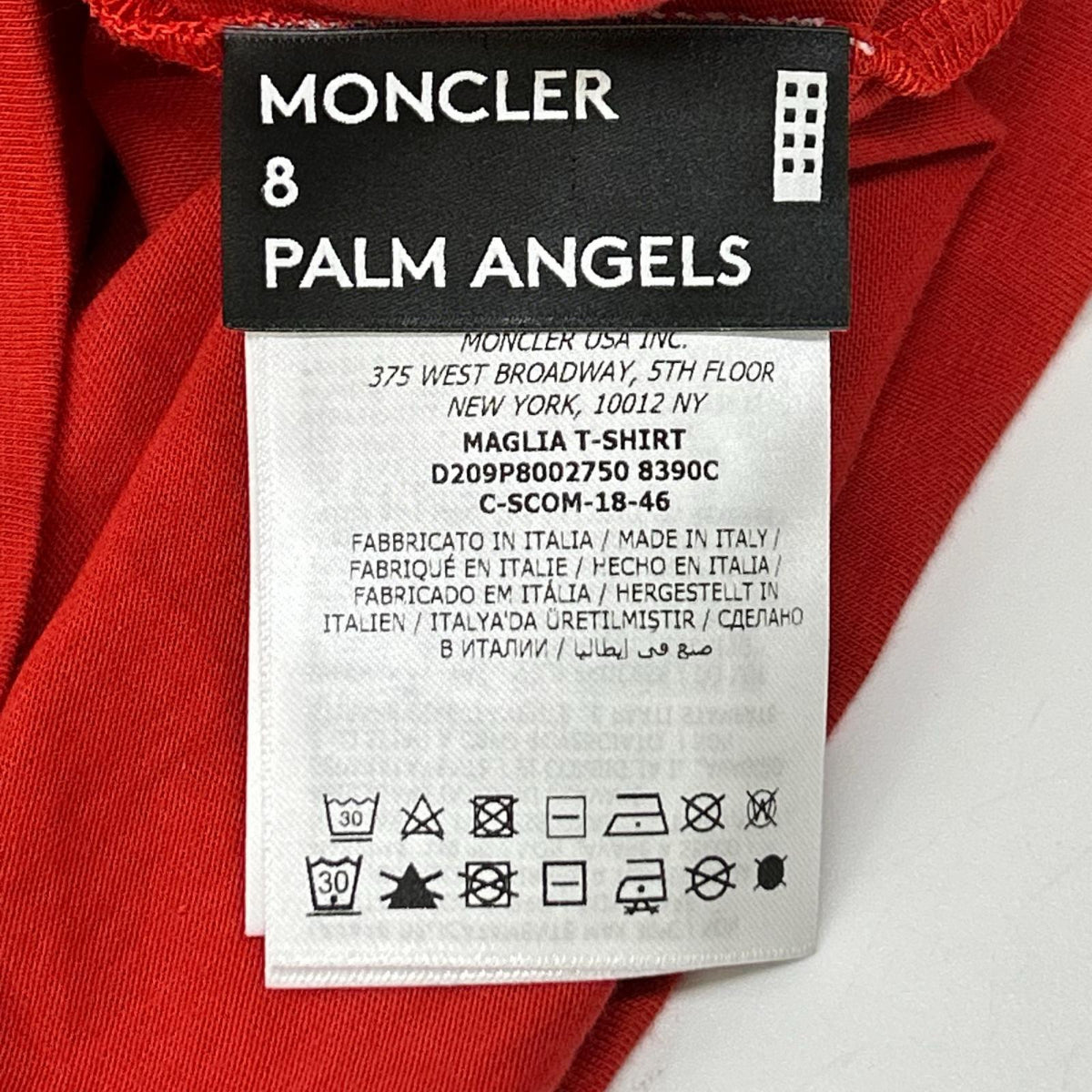 MONCLER モンクレール 18年 x Palm Angels レッド マグリアTシャツ トップス