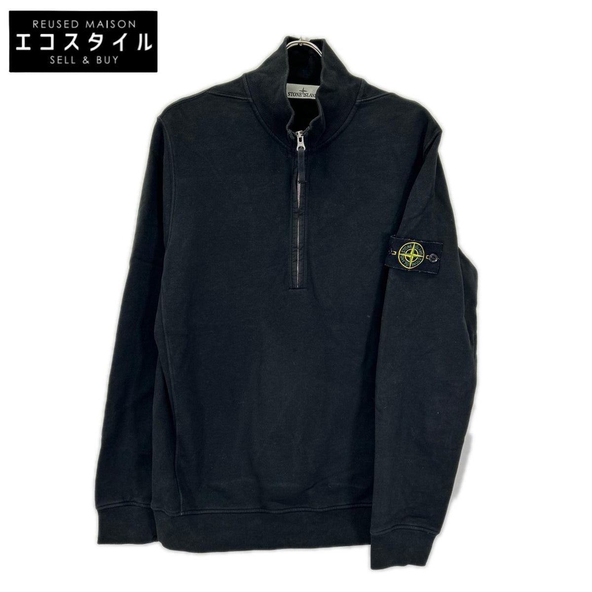STONE ISLAND ストーンアイランド 24AW 811563420 ブラック Half Zip Sweatshirt ワッペンロゴ付き ハーフジップ スウェット トップス