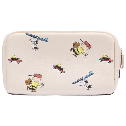 COACH コーチ ｘPEANUTS D2132 レザー ラウンドジップ ポーチ