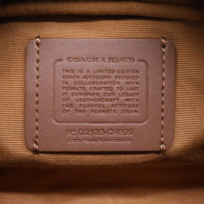 COACH コーチ ｘPEANUTS D2132 レザー ラウンドジップ ポーチ