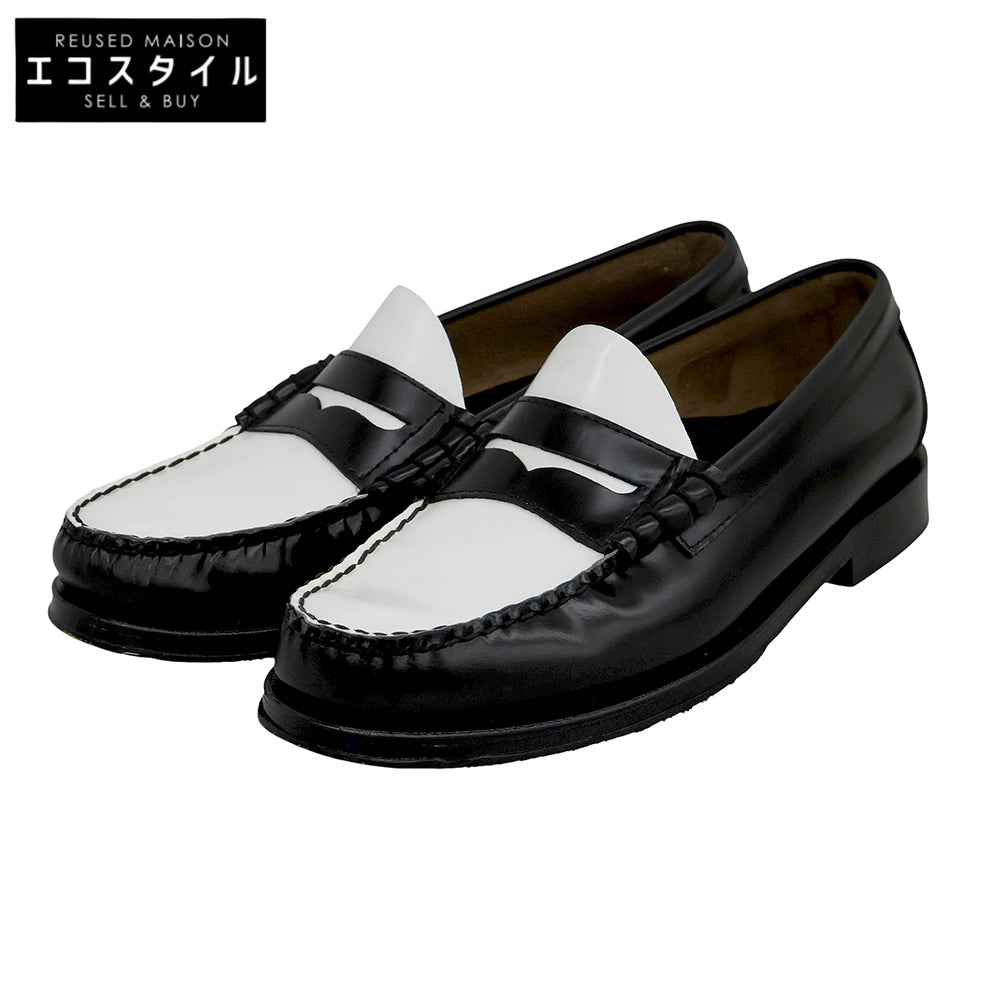 G.H.BASS ジーエイチバス 美品 レザー コインローファー シューズ メンズ ブラック×ホワイト 41 EBA11010H 001 シューズ
