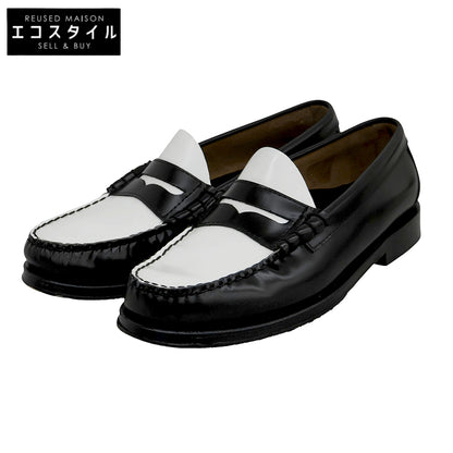 G.H.BASS ジーエイチバス 美品 レザー コインローファー シューズ メンズ ブラック×ホワイト 41 EBA11010H 001 シューズ