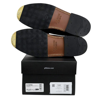 G.H.BASS ジーエイチバス 美品 レザー コインローファー シューズ メンズ ブラック×ホワイト 41 EBA11010H 001 シューズ