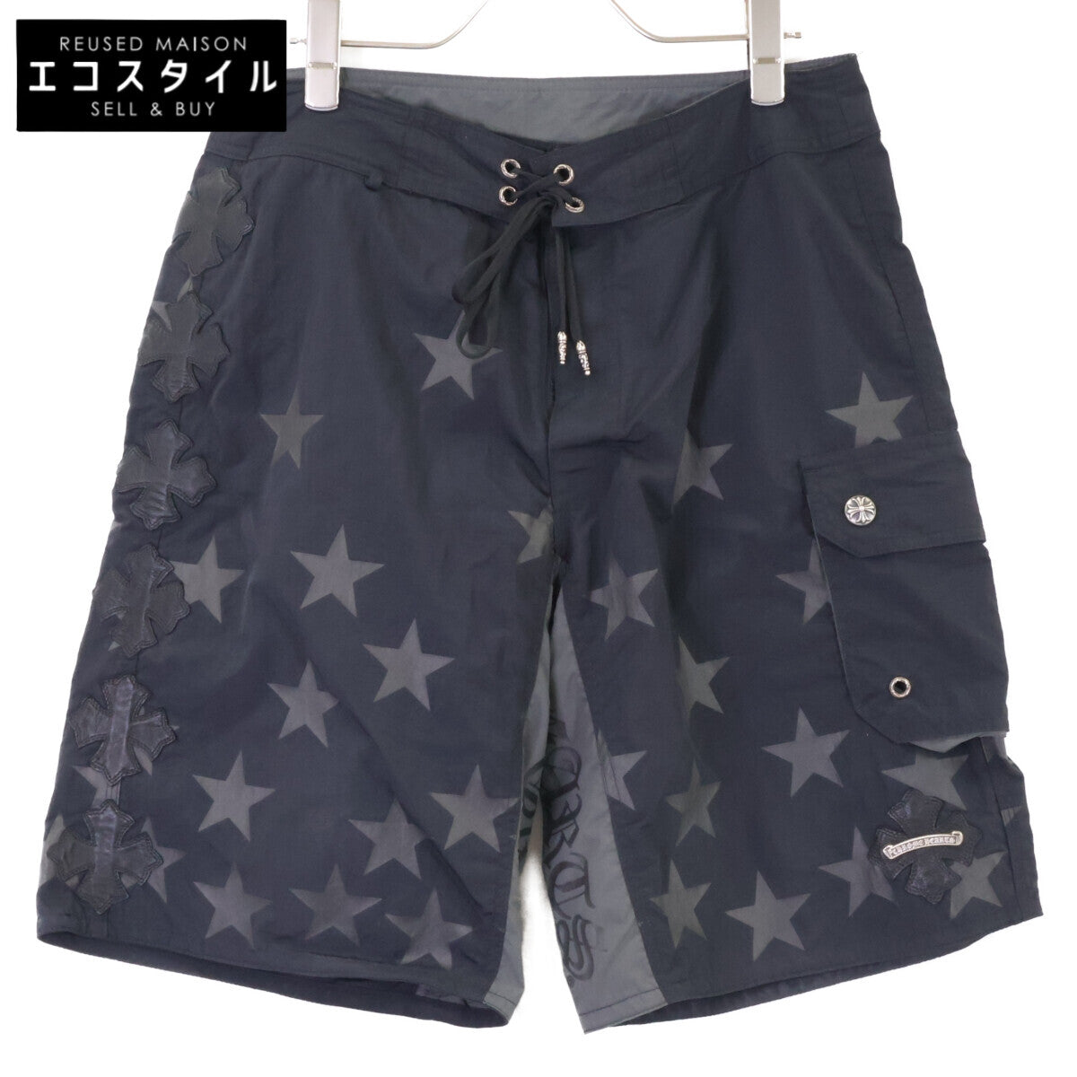 Chrome hearts クロムハーツ 美品 BOARD LACE FRNT SHORTS CHプラス レザーパッチ クロスボールボタン ショーツ ボトムス