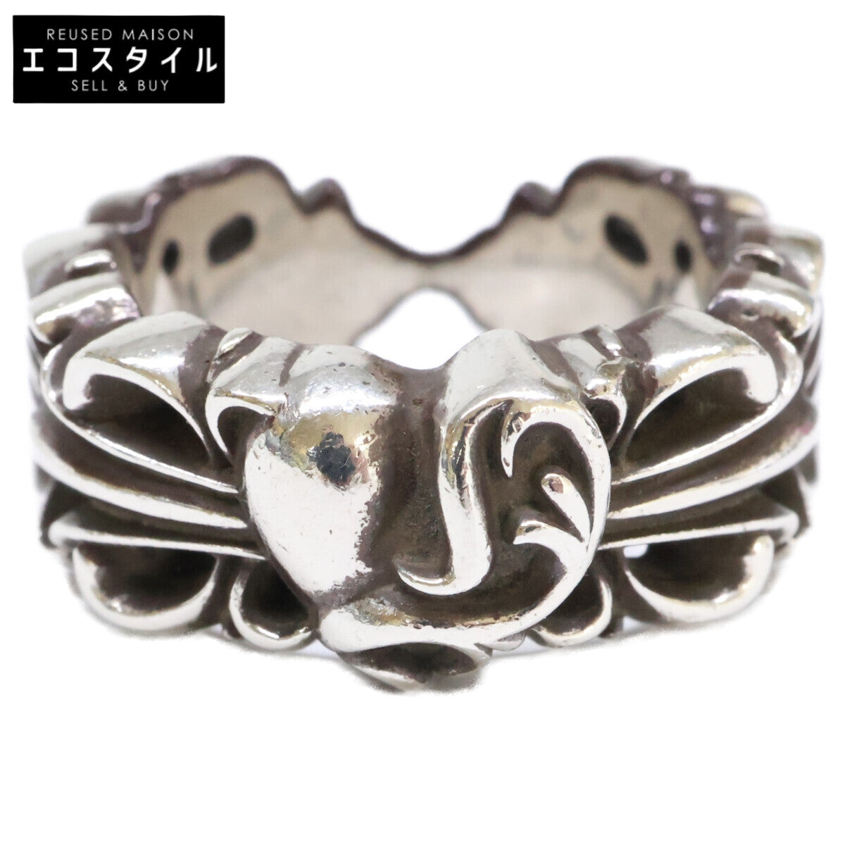 Chrome hearts クロムハーツ 925 DBL FLRL CRS HRT ダブルフローラルクロスハート リング 指輪
