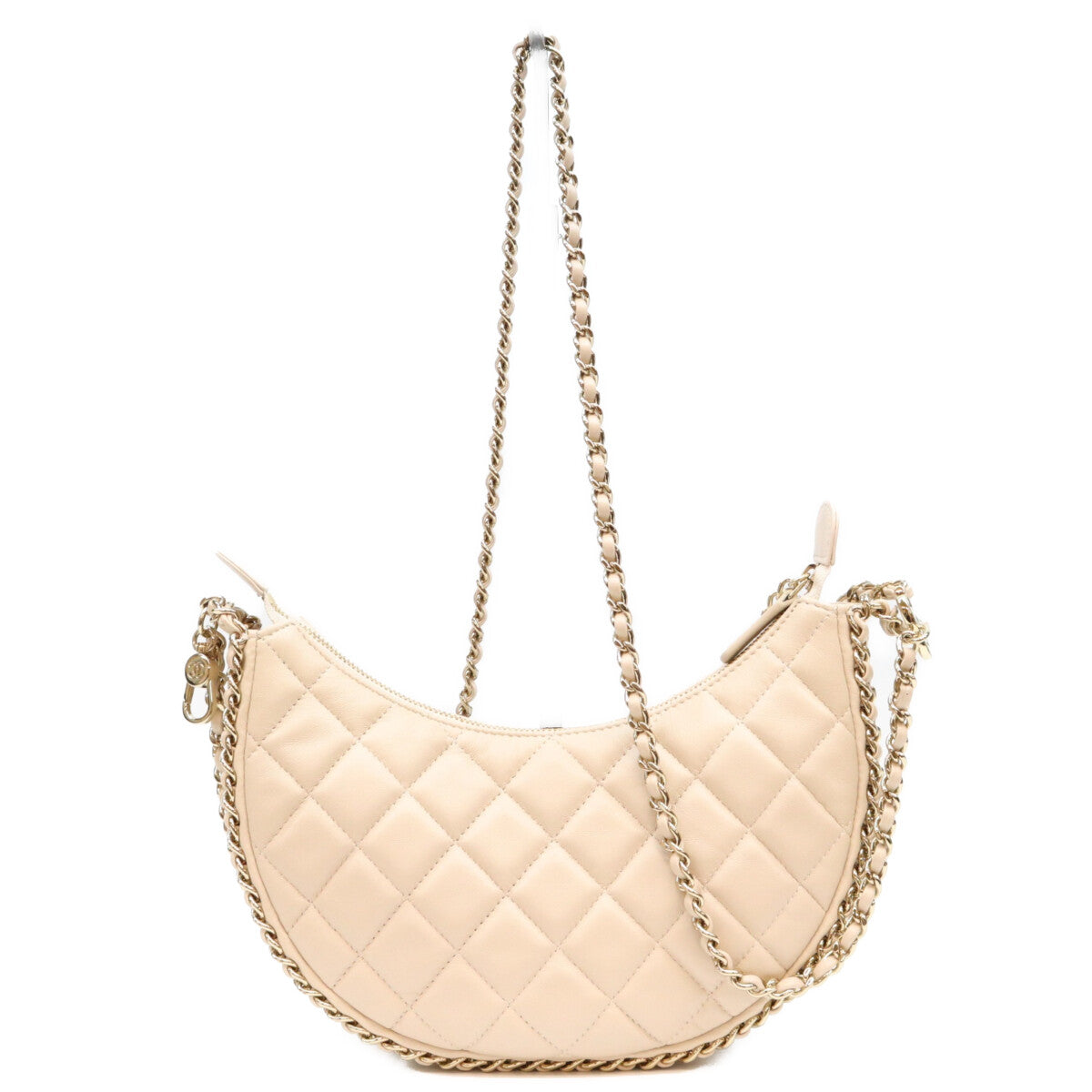 CHANEL シャネル AS3917 ベージュ ラム G金具 マトラッセ スモール ホーボー チェーンショルダーバッグ ショルダーバッグ