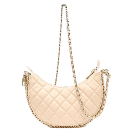 CHANEL シャネル AS3917 ベージュ ラム G金具 マトラッセ スモール ホーボー チェーンショルダーバッグ ショルダーバッグ