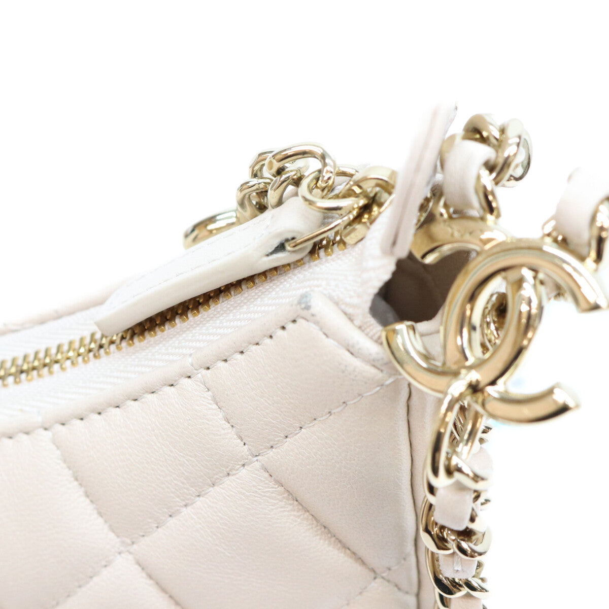 CHANEL シャネル AS3917 ベージュ ラム G金具 マトラッセ スモール ホーボー チェーンショルダーバッグ ショルダーバッグ