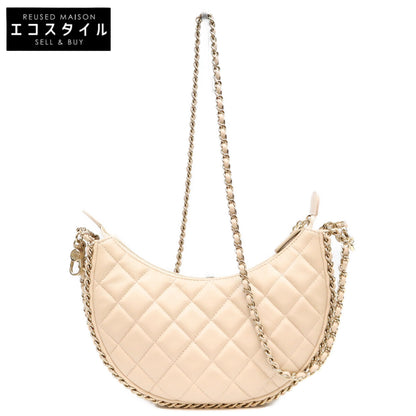 CHANEL シャネル AS3917 ベージュ ラム G金具 マトラッセ スモール ホーボー チェーンショルダーバッグ ショルダーバッグ