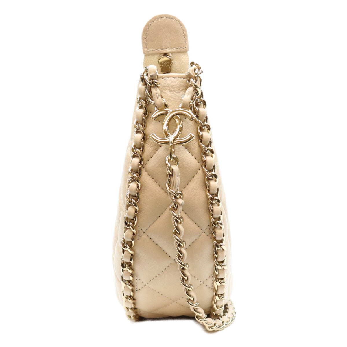 CHANEL シャネル AS3917 ベージュ ラム G金具 マトラッセ スモール ホーボー チェーンショルダーバッグ ショルダーバッグ