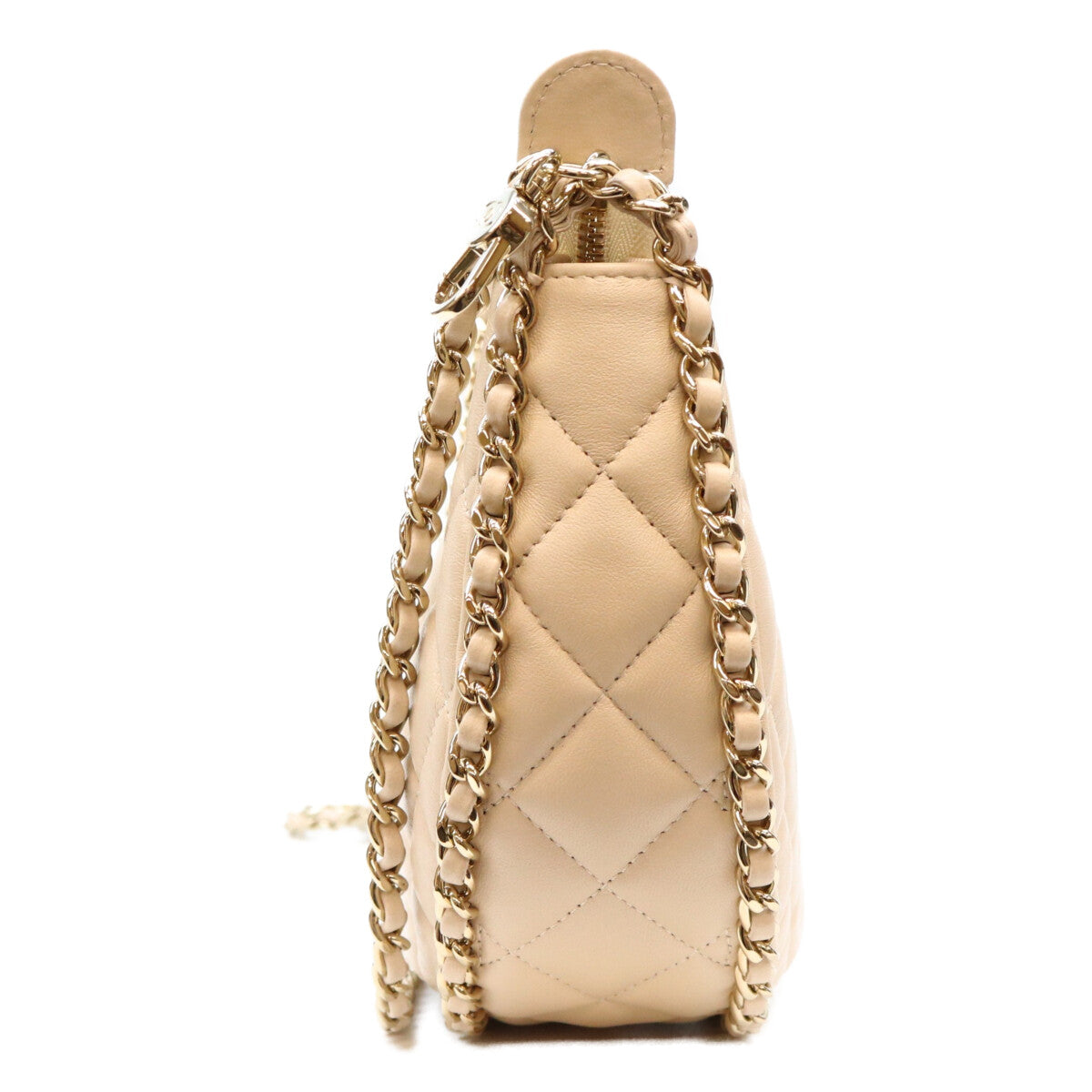 CHANEL シャネル AS3917 ベージュ ラム G金具 マトラッセ スモール ホーボー チェーンショルダーバッグ ショルダーバッグ