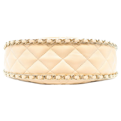 CHANEL シャネル AS3917 ベージュ ラム G金具 マトラッセ スモール ホーボー チェーンショルダーバッグ ショルダーバッグ