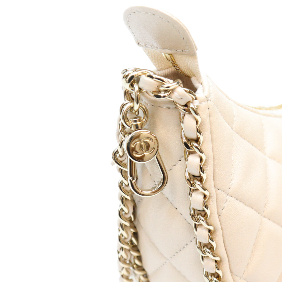 CHANEL シャネル AS3917 ベージュ ラム G金具 マトラッセ スモール ホーボー チェーンショルダーバッグ ショルダーバッグ