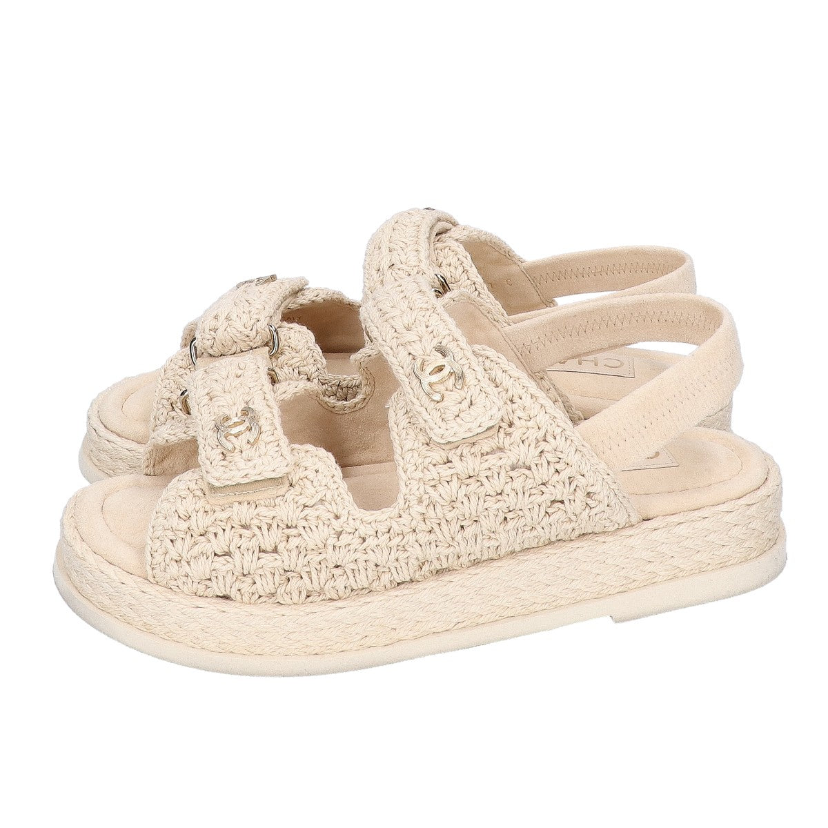 CHANEL シャネル 【美品/26SS】G46339 ココマーク クロシェ ストラップサンダル シューズ