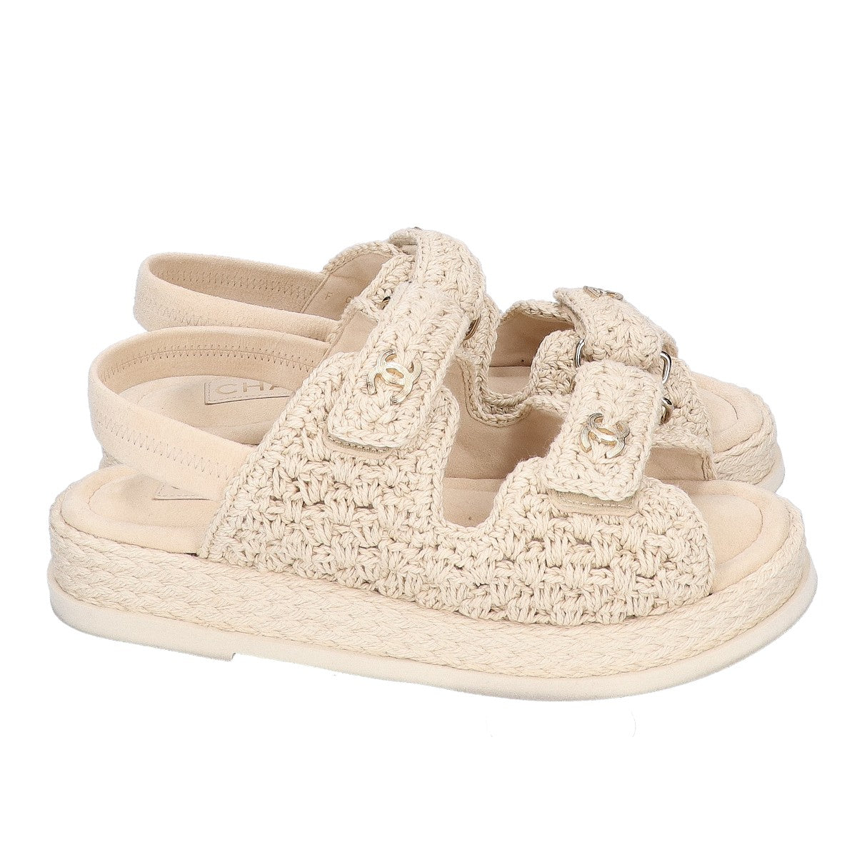 CHANEL シャネル 【美品/26SS】G46339 ココマーク クロシェ ストラップサンダル シューズ