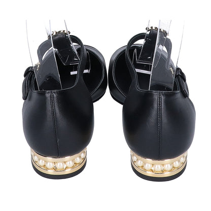 CHANEL シャネル 【美品/25AW】G46527 ココマーク パールヒール Tストラップ メリージェーン パンプス シューズ