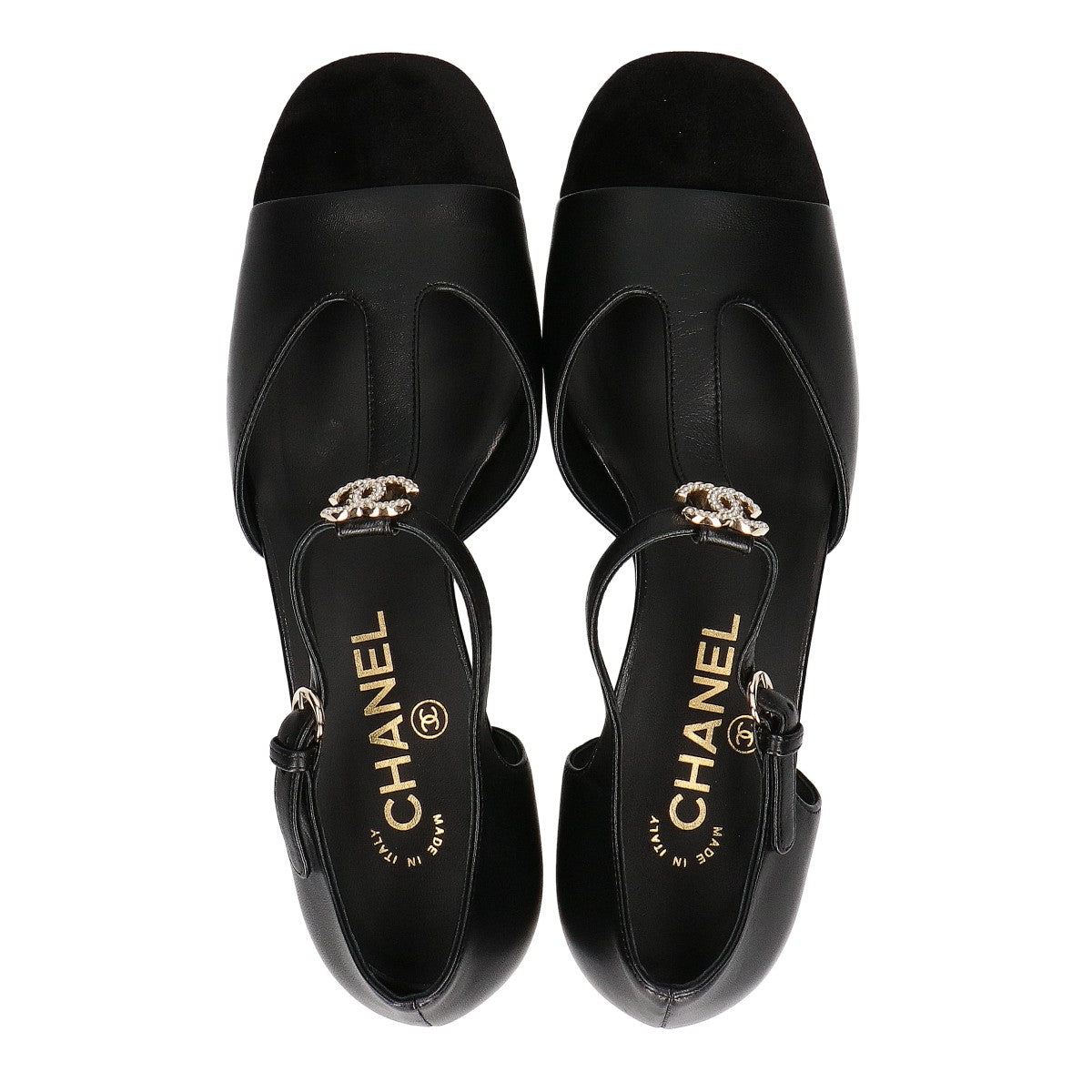 CHANEL シャネル 【美品/25AW】G46527 ココマーク パールヒール Tストラップ メリージェーン パンプス シューズ