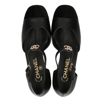 CHANEL シャネル 【美品/25AW】G46527 ココマーク パールヒール Tストラップ メリージェーン パンプス シューズ