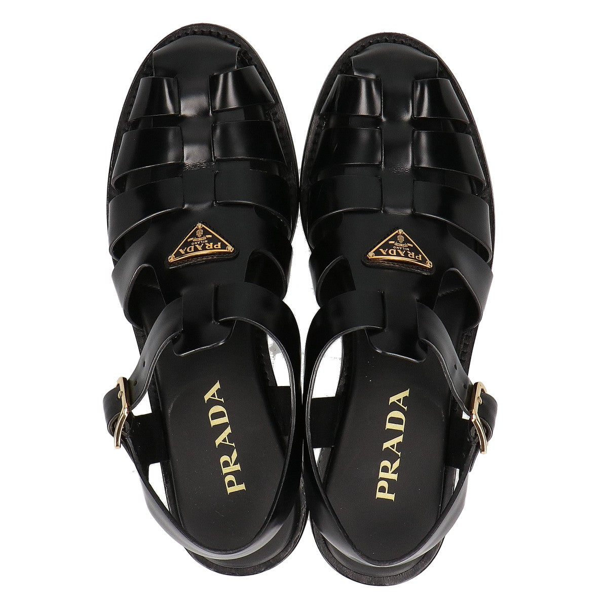 PRADA プラダ トライアングルロゴ ブラッシュドレザー フィッシャーマンサンダル シューズ