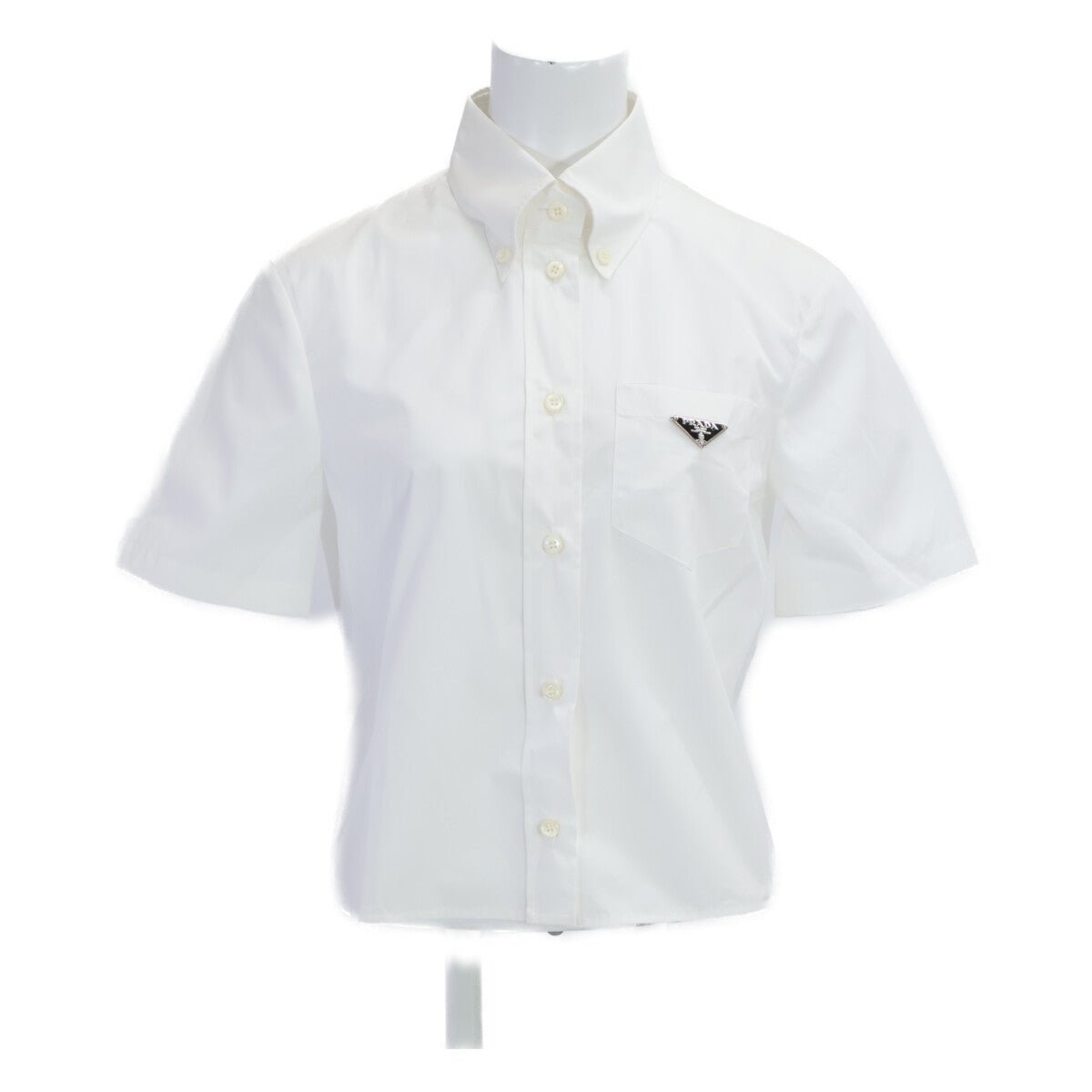PRADA プラダ 【美品/国内正規/23年製】P419G 1XV2 トライアングルロゴプレート ポプリンシャツ トップス