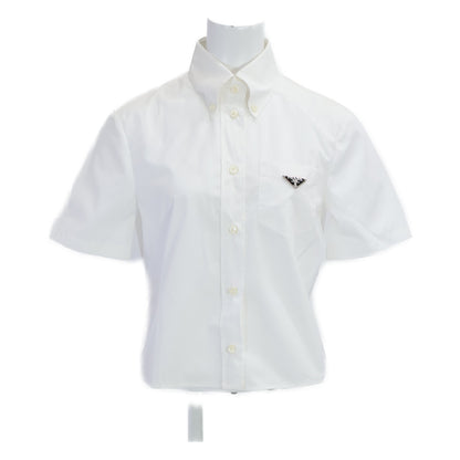 PRADA プラダ 【美品/国内正規/23年製】P419G 1XV2 トライアングルロゴプレート ポプリンシャツ トップス