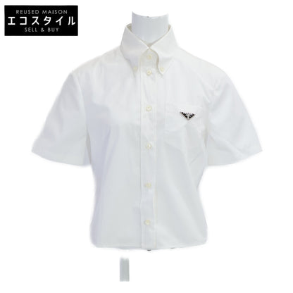 PRADA プラダ 【美品/国内正規/23年製】P419G 1XV2 トライアングルロゴプレート ポプリンシャツ トップス