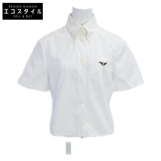 PRADA プラダ 【美品/国内正規/23年製】P419G 1XV2 トライアングルロゴプレート ポプリンシャツ トップス