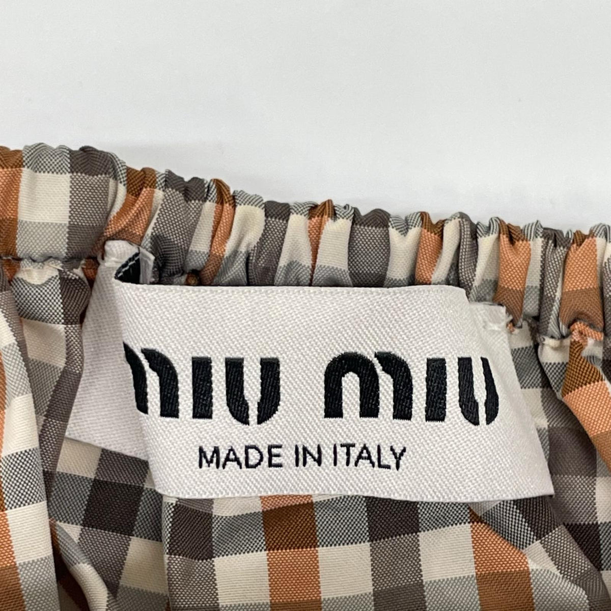 MIUMIU ミュウミュウ 25SS MG2385 ギンガムチェック柄 テクニカルファブリック ミニスカート スカート