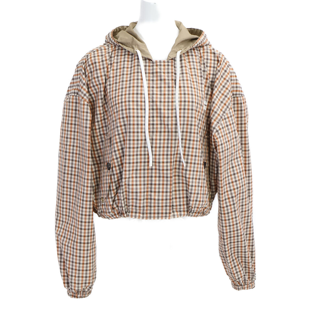 MIUMIU ミュウミュウ 【美品/国内正規/24年製】ML1190 ヴィンテージチェック ラバーロゴ フーディジャケット ジャケット
