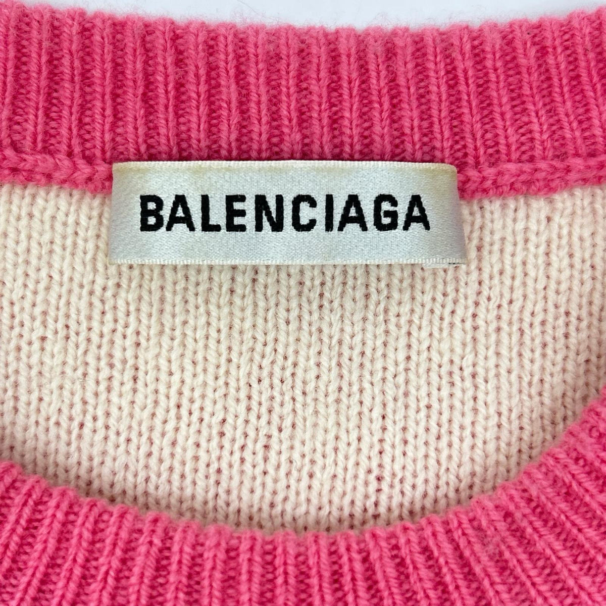 BALENCIAGA バレンシアガ 620983ロゴ ピンク 総柄ジャカードニット トップス