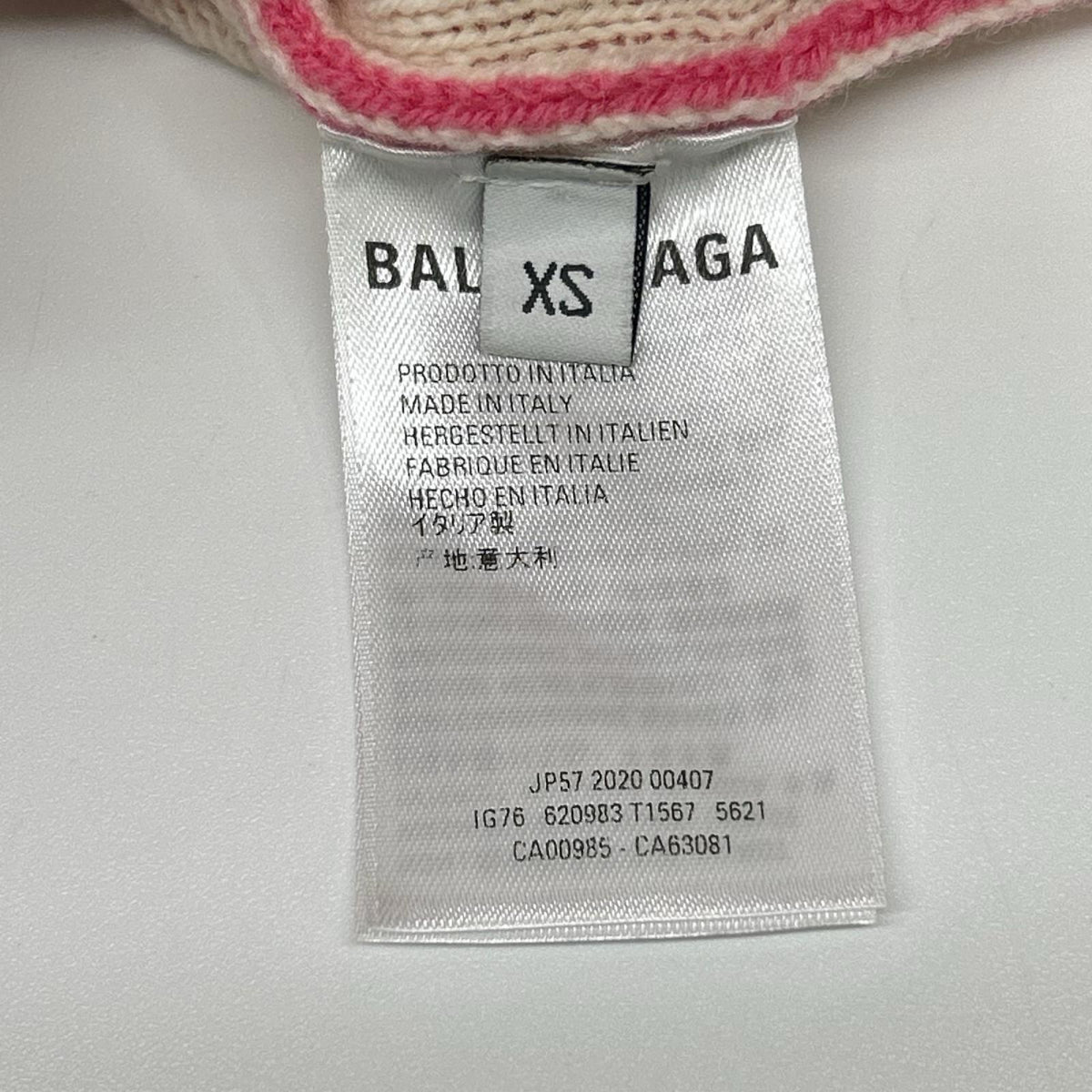 BALENCIAGA バレンシアガ 620983ロゴ ピンク 総柄ジャカードニット トップス