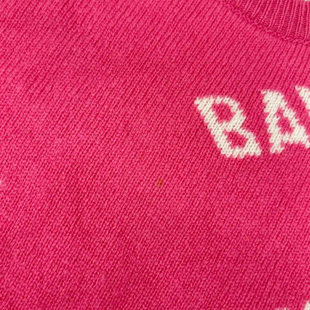 BALENCIAGA バレンシアガ 620983ロゴ ピンク 総柄ジャカードニット トップス