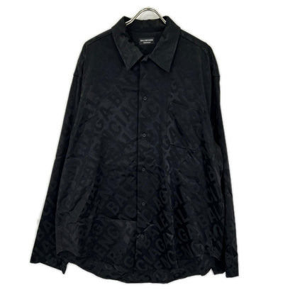 BALENCIAGA バレンシアガ 【HOMEWEAR】22年 681812 ブラック 長袖 総柄シャツ トップス