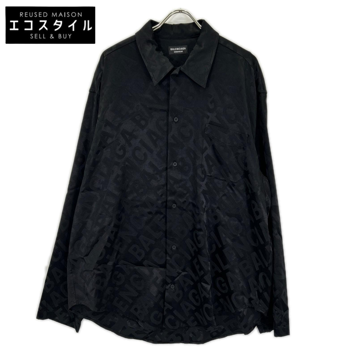 BALENCIAGA バレンシアガ 【HOMEWEAR】22年 681812 ブラック 長袖 総柄シャツ トップス
