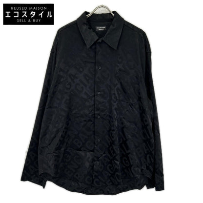 BALENCIAGA バレンシアガ 【HOMEWEAR】22年 681812 ブラック 長袖 総柄シャツ トップス