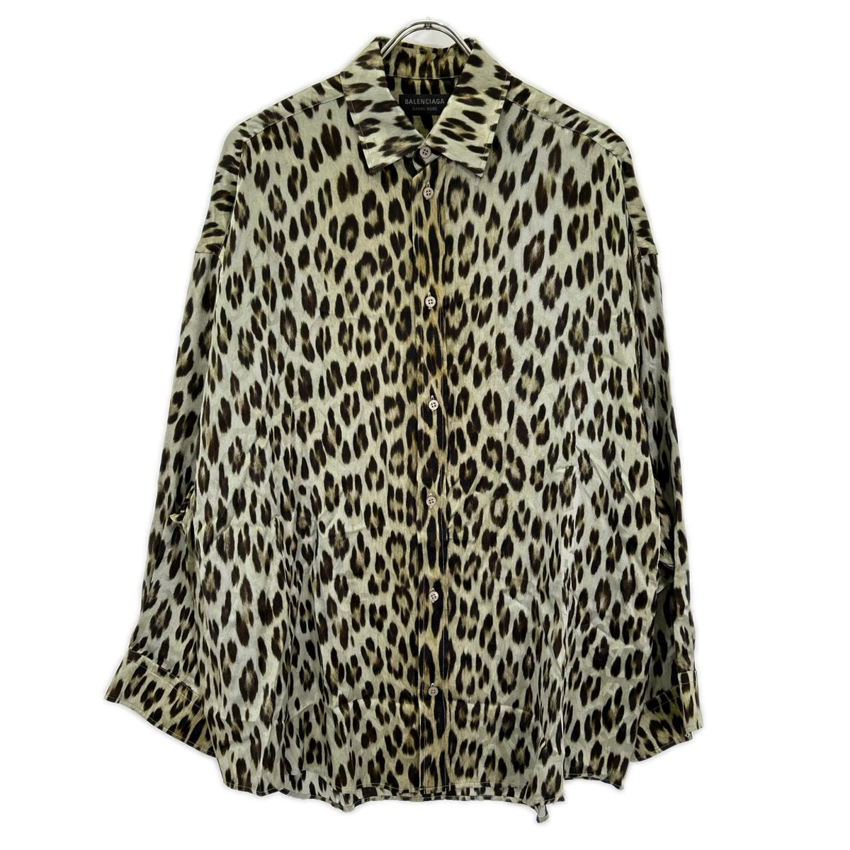 BALENCIAGA バレンシアガ 【garde robe】22年 733757 レオパード シルク長袖シャツ トップス