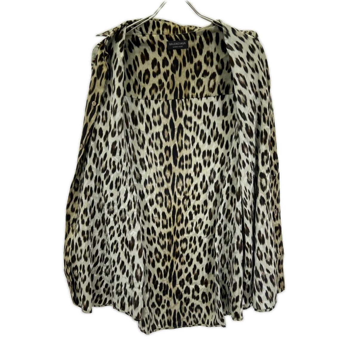 BALENCIAGA バレンシアガ 【garde robe】22年 733757 レオパード シルク長袖シャツ トップス