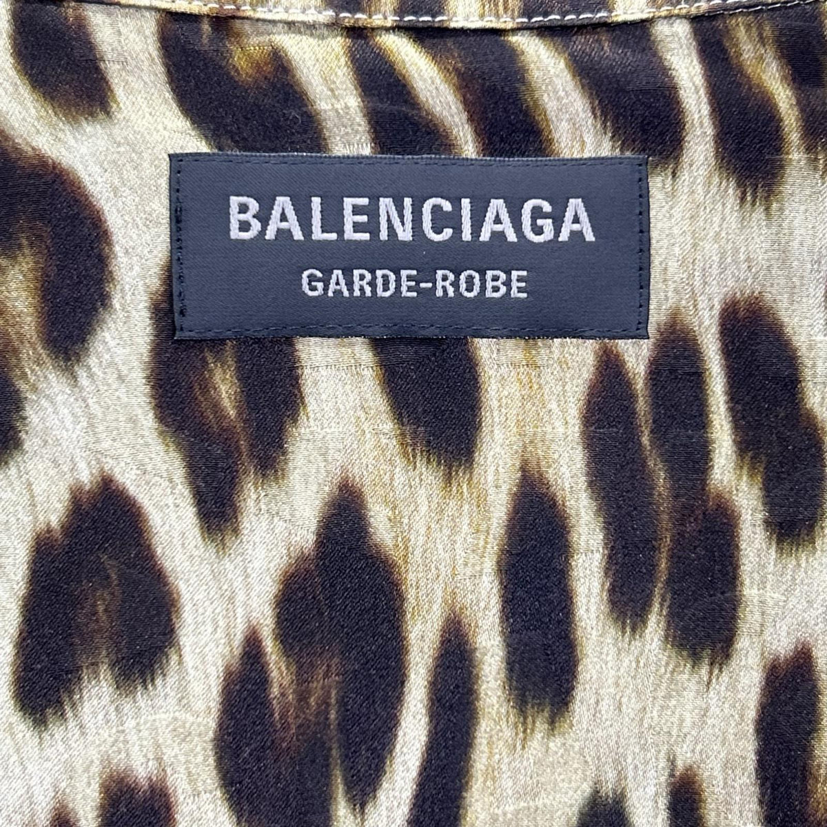 BALENCIAGA バレンシアガ 【garde robe】22年 733757 レオパード シルク長袖シャツ トップス