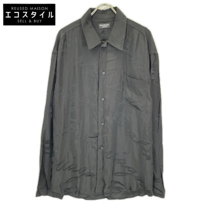 BALENCIAGA バレンシアガ 【HOMEWEAR】21年 681812 ブラック 長袖 総柄シャツ トップス