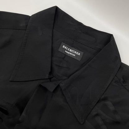 BALENCIAGA バレンシアガ 【HOMEWEAR】21年 681812 ブラック 長袖 総柄シャツ トップス