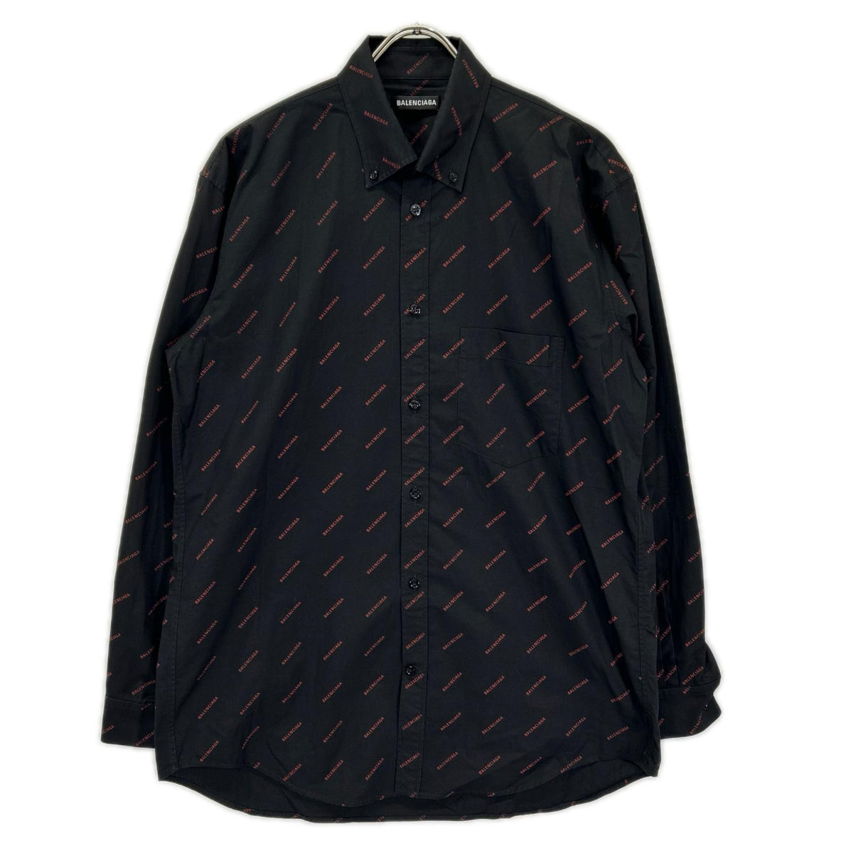 BALENCIAGA バレンシアガ 18年 534333 ブラック 長袖総柄シャツ トップス
