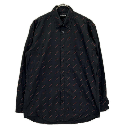 BALENCIAGA バレンシアガ 18年 534333 ブラック 長袖総柄シャツ トップス