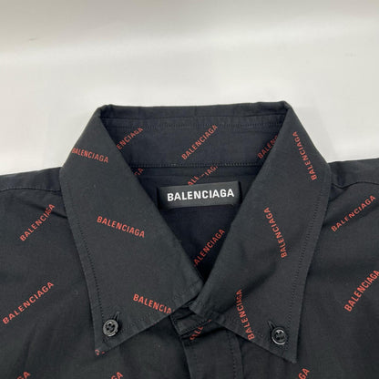 BALENCIAGA バレンシアガ 18年 534333 ブラック 長袖総柄シャツ トップス